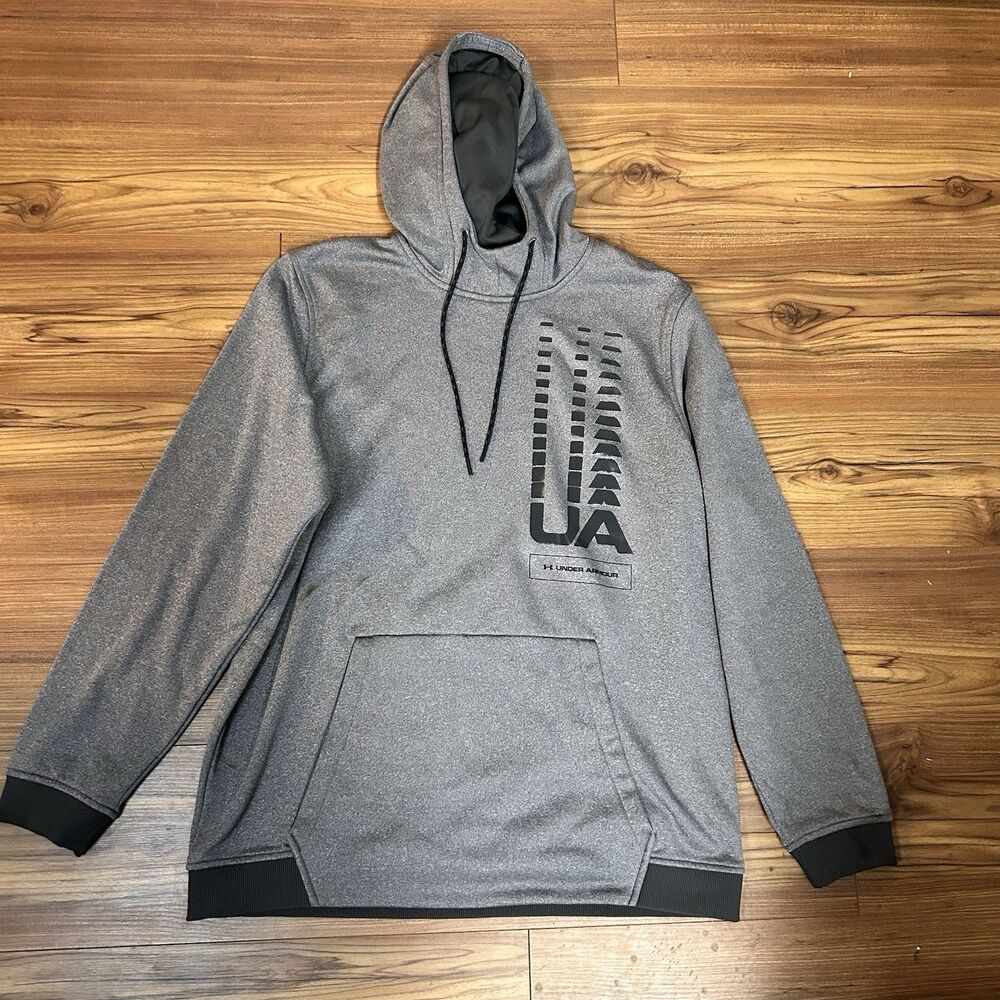 Under Armour ColdGear Hoodie Mens XL Gray Loose Fit Fleece Lined Pullover
